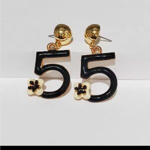 Black and Gold Number #5  Earrings